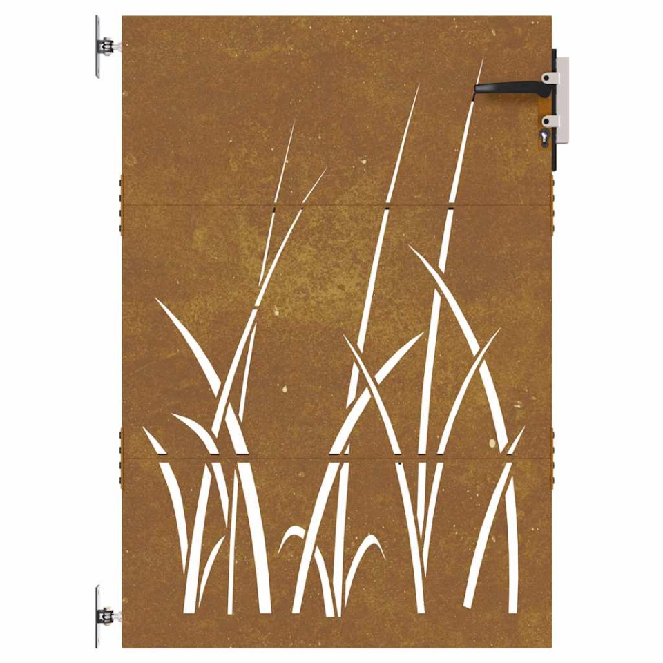 Poartă pentru grădină, 85x125 cm, oțel corten, model iarbă - 3 | YEO