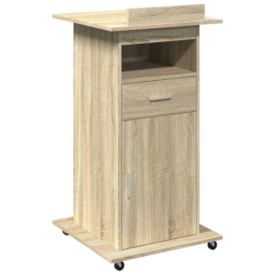 Pupitru roți și sertar stejar sonoma 55x55x107cm lemn prelucrat - 1 | YEO