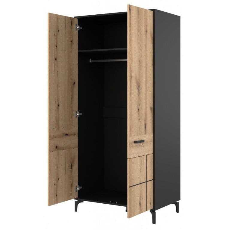 S-LINE SL08 Dulapul cu două uși 2D BLACK/OAK EVOKE - 1 | YEO