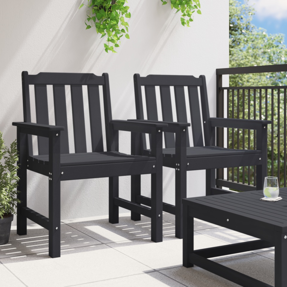 Scaune de dining 2 buc Negru HDPE - 2 | YEO