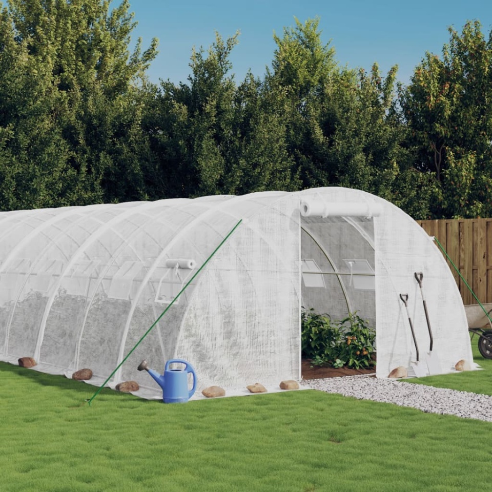 Seră cu cadru din oțel, alb, 40 m², 10x4x2 m