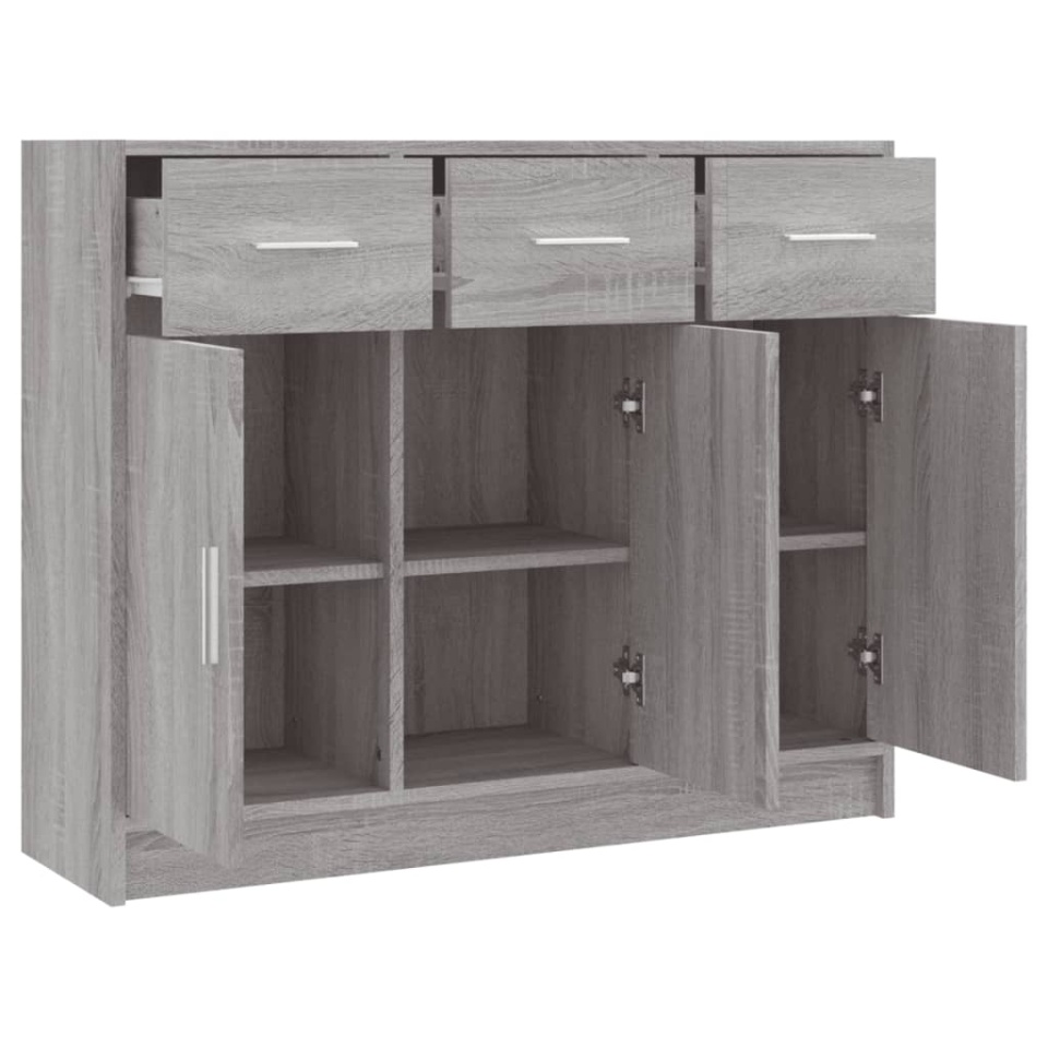 Servantă, gri sonoma,91x28x75 cm, lemn prelucrat - 4 | YEO