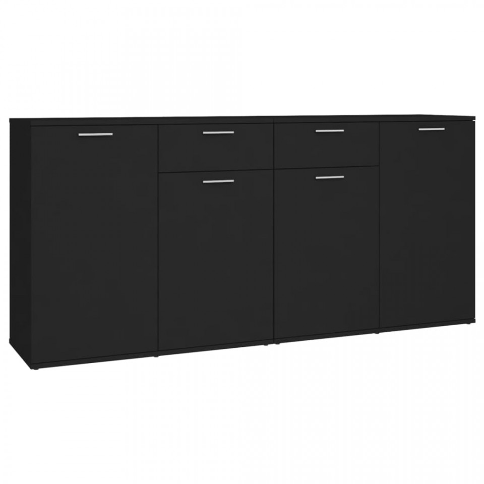 Servantă, negru, 160x36x75 cm, PAL - 1 | YEO