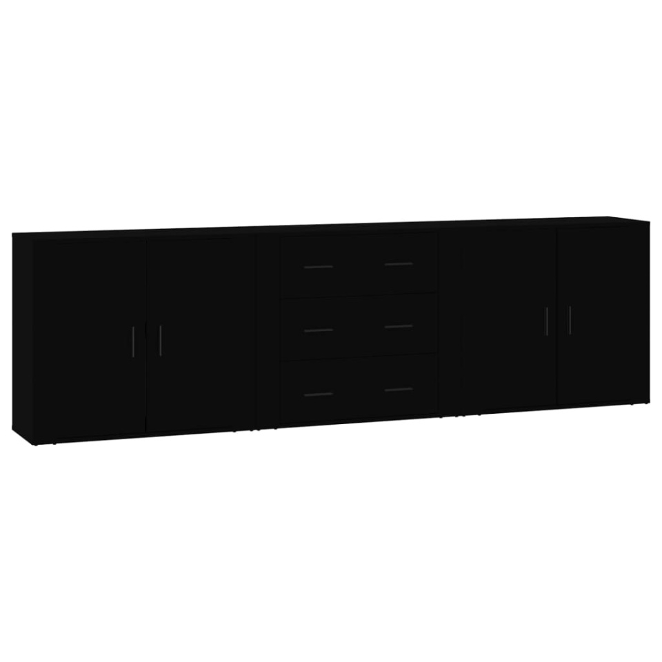 Servante, 3 piese, negru, lemn prelucrat - 1 | YEO