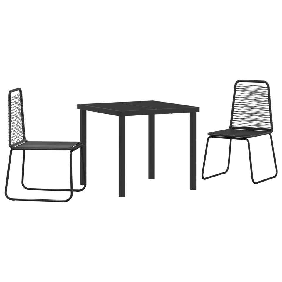 Set 3 piese de dining pentru grădină Negru Poliratan - 1 | YEO