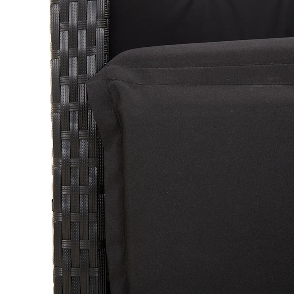 Set bistro cu perne, 3 piese, negru, poliratan - 4 | YEO