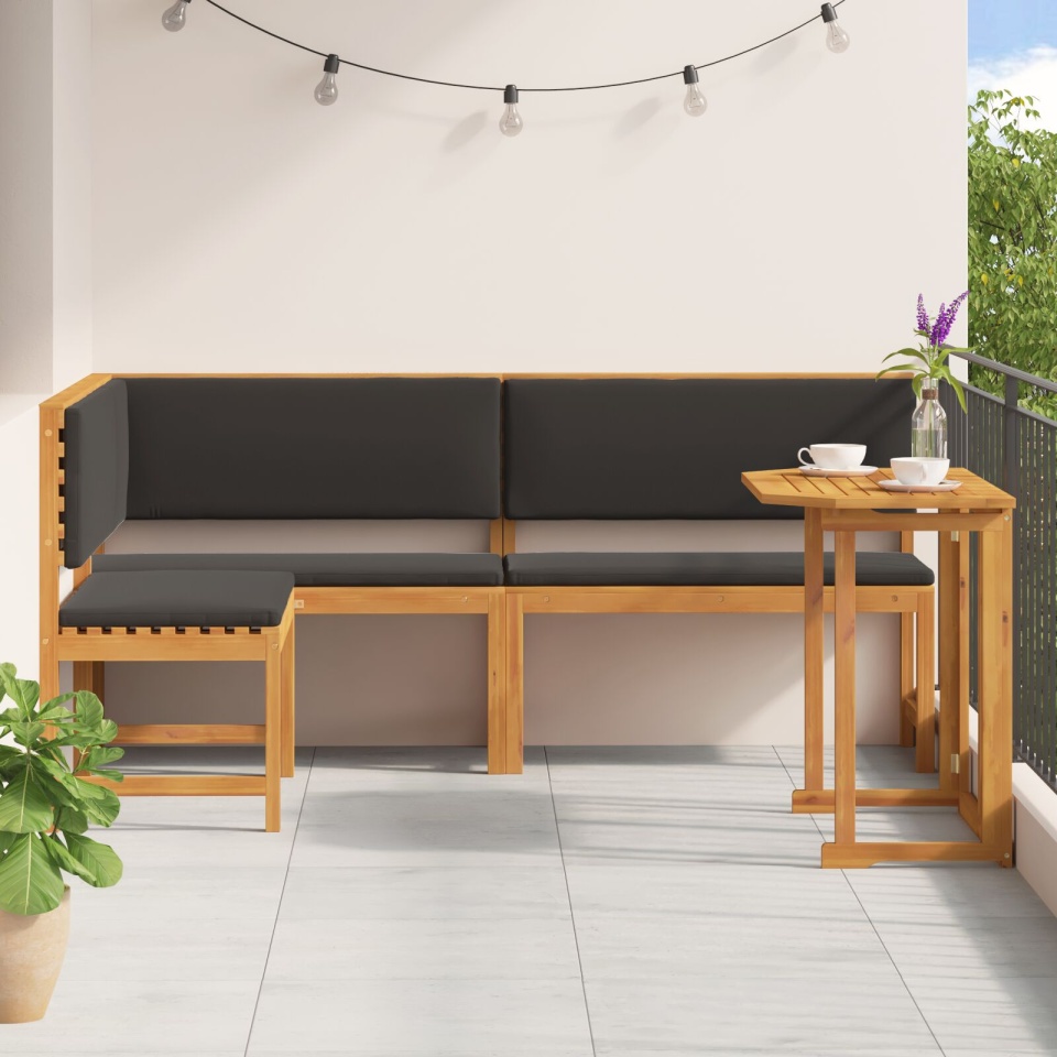 Set bistro de grădină 3 piese cu perne din lemn de acacia - 3 | YEO