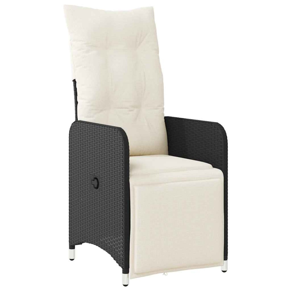 Set bistro de grădină cu perne, 5 piese, negru, poliratan - 2 | YEO
