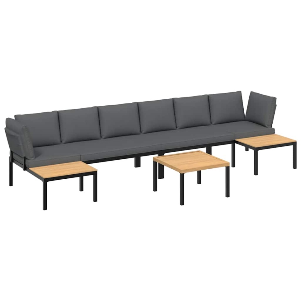 Set canapea de grădină, 5 piese, cu perne, negru, aluminiu - 1 | YEO