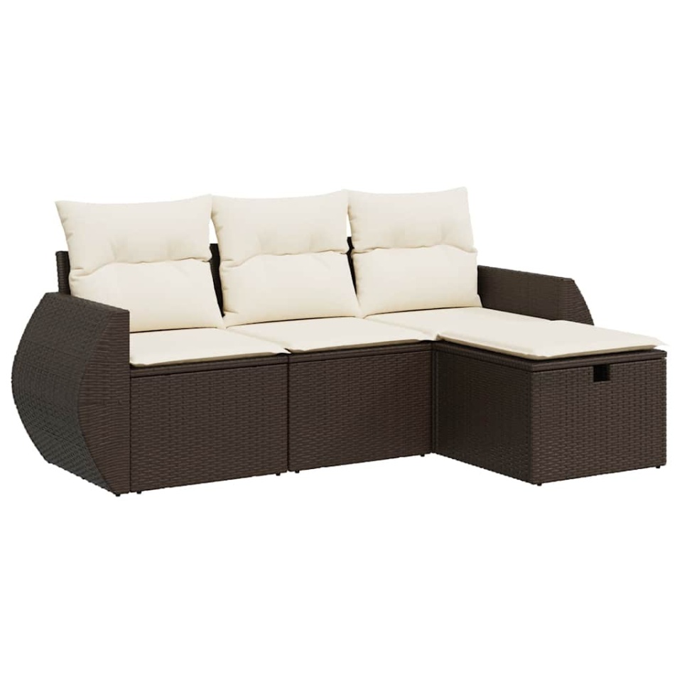 Set canapele de grădină, 4 piese, cu perne, maro poliratan maro - 1 | YEO
