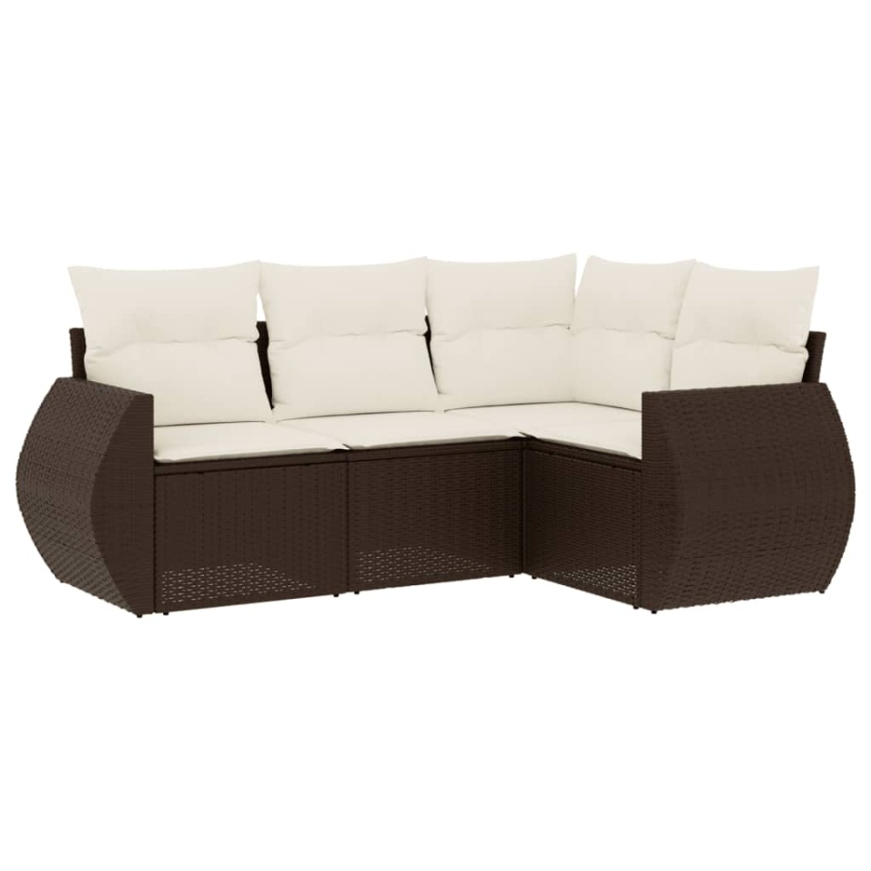 Set canapele de grădină, 4 piese, cu perne, maro poliratan maro - 1 | YEO