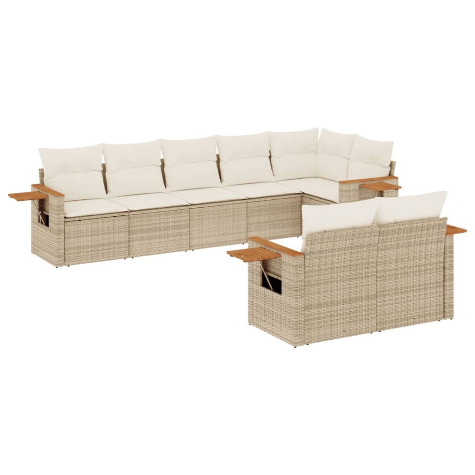 Set canapele de grădină, 8 piese, cu perne, bej, poliratan - 1 | YEO