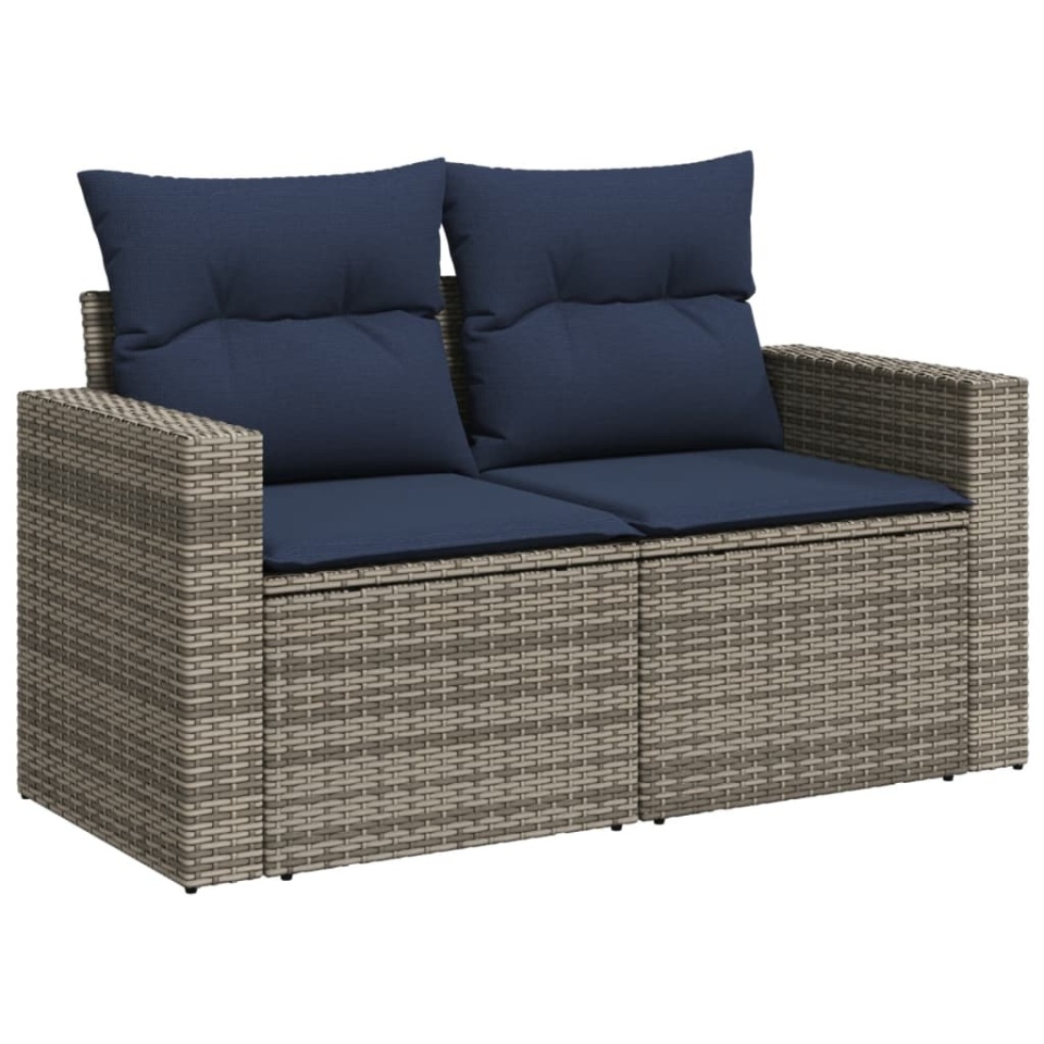 Set canapele de grădină, 9 piese, cu perne, gri, poliratan - 3 | YEO