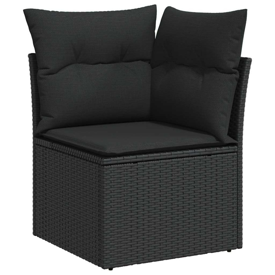 Set canapele de grădină cu perne, 11 piese, negru, poliratan - 3 | YEO
