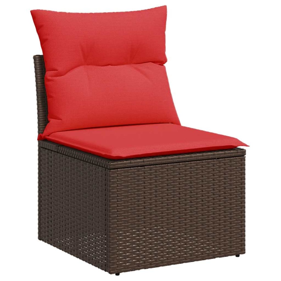 Set canapele de grădină cu perne, 5 piese, maro, poliratan - 3 | YEO