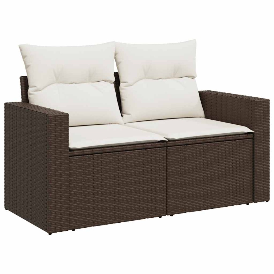 Set canapele de grădină cu perne, 6 piese, maro, poliratan - 3 | YEO