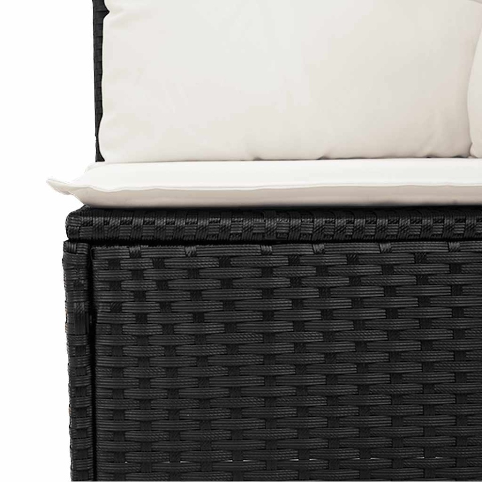 Set canapele de grădină cu perne, 7 piese, negru, poliratan - 3 | YEO