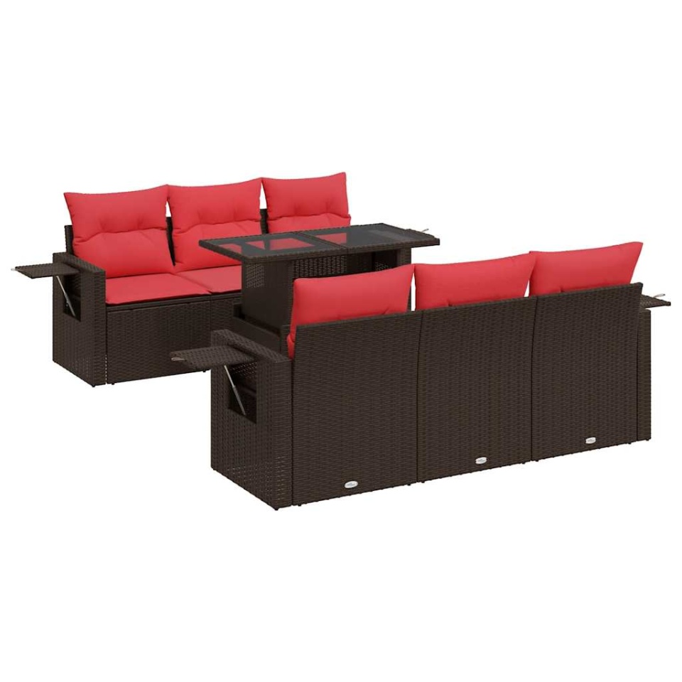 Set canapele grădină cu perne 7 piese gri poliratan/lemn acacia - 1 | YEO