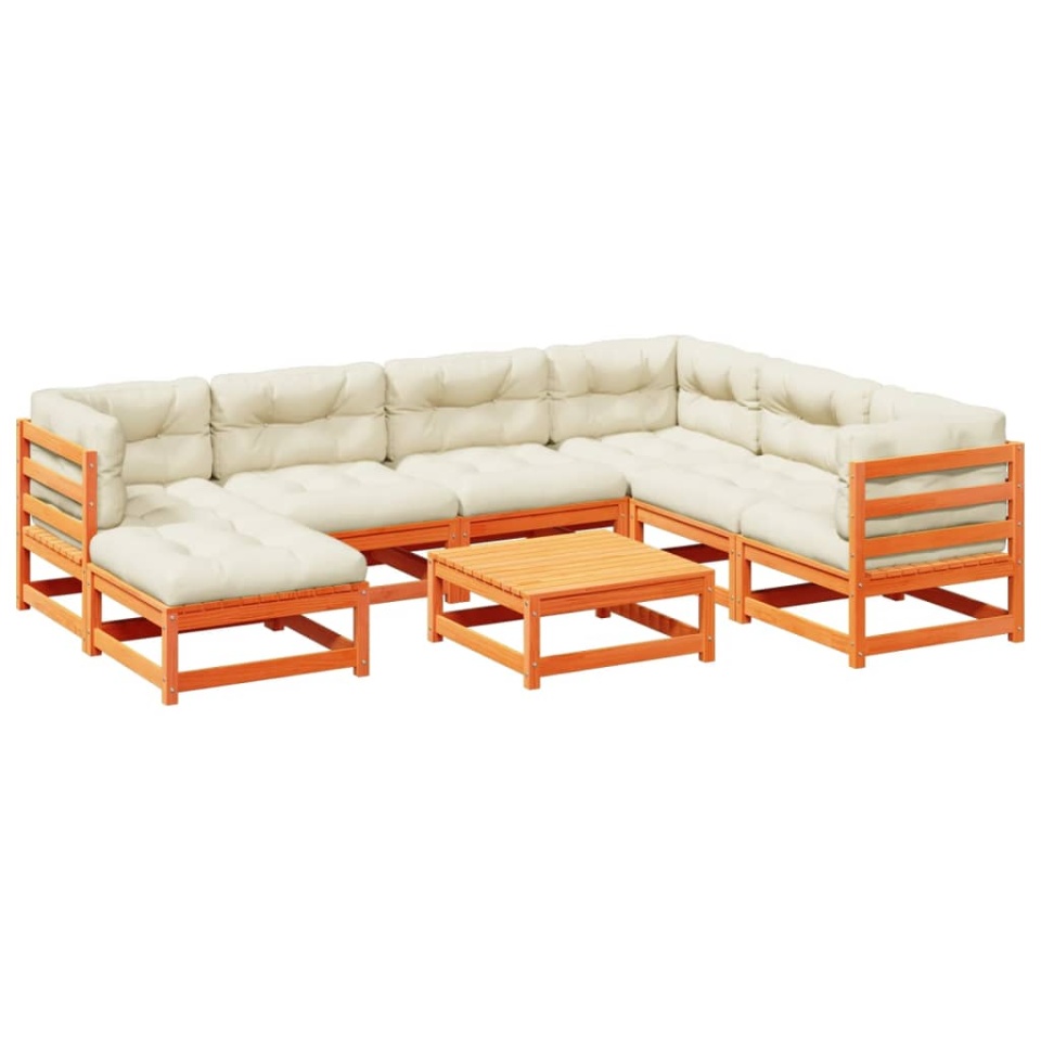 Set canapele grădină cu perne, 8 piese, maro, lemn masiv de pin - 1 | YEO