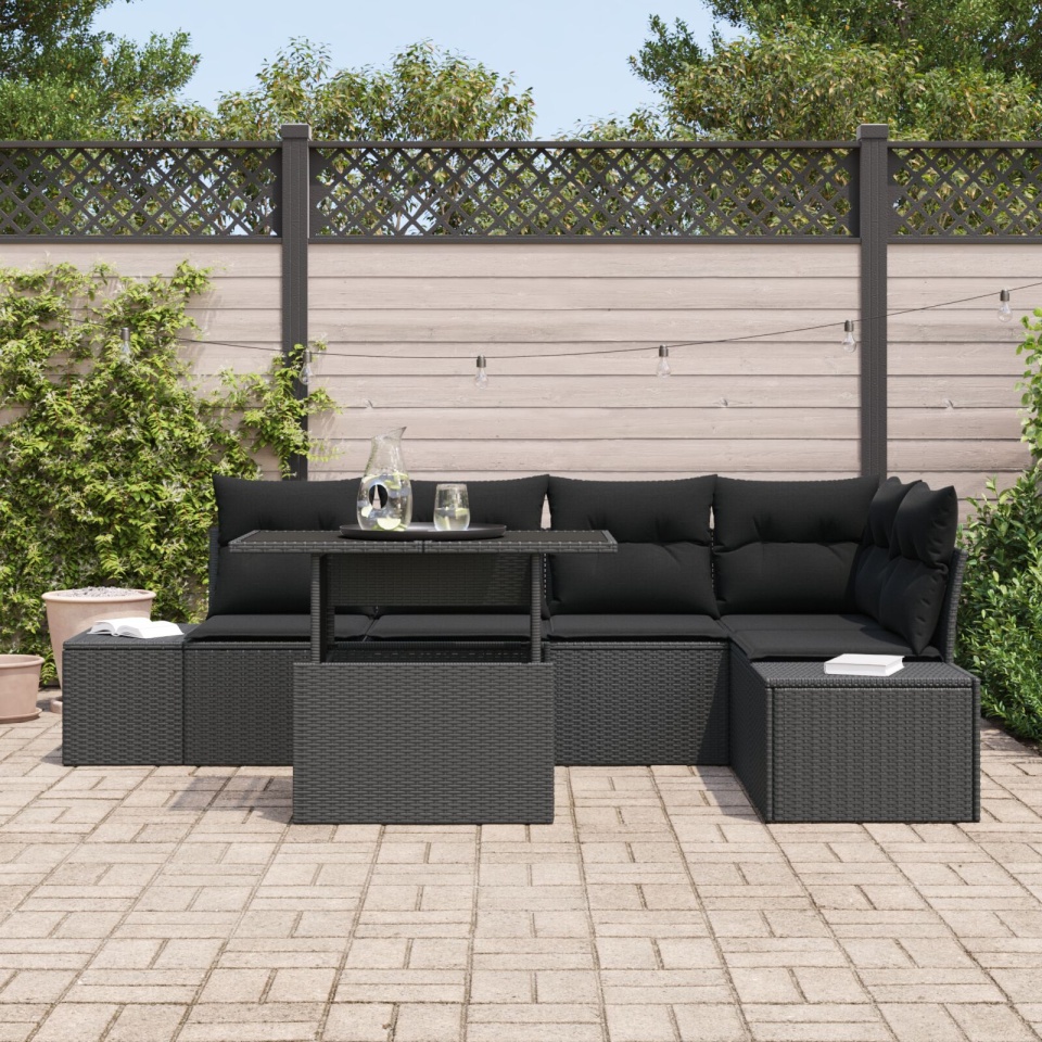 Set canapele pentru grădină Set 6 piese Negru - 2 | YEO