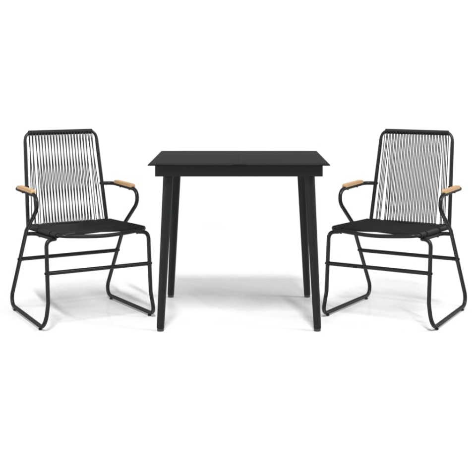 Set cu masă pentru grădină, 3 piese, PVC negru, ratan - 1 | YEO