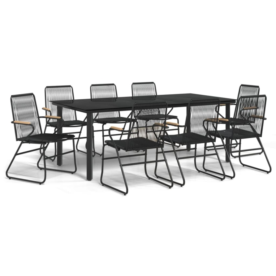 Set cu masă pentru grădină, 9 piese, negru, ratan PVC - 1 | YEO