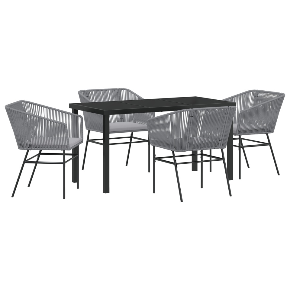 Set de 5 Piese pentru Dining în Grădină cu Perne Gri Poliratan - 1 | YEO