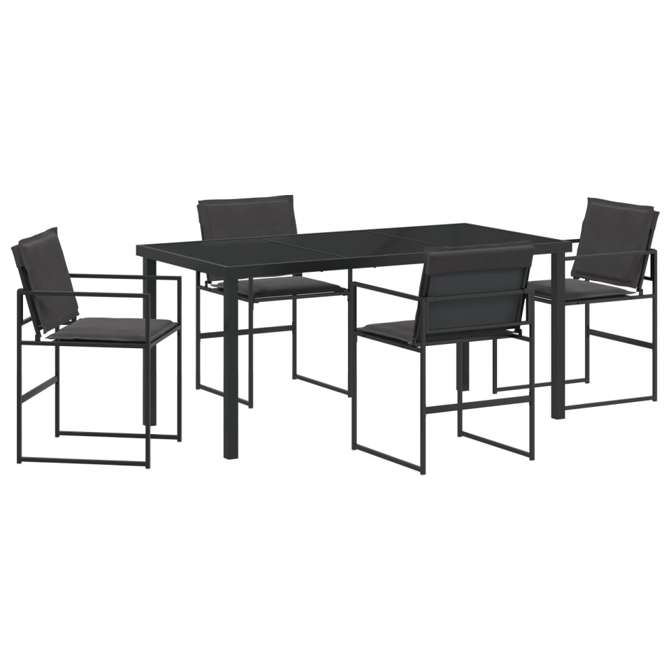 Set de 5 Piese pentru Dining în Grădină cu Pernițe Negru Textilene și Oțel - 1 | YEO