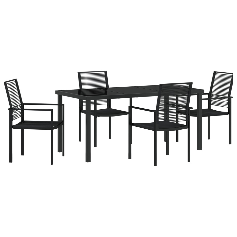 Set de 5 piese pentru dining în grădină Negru Ratan PVC - 1 | YEO