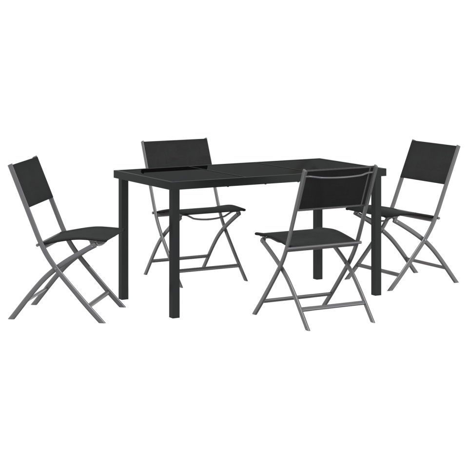 Set de 5 Piese pentru Masă de Grădină Negru din Textilenă și Oțel - 1 | YEO
