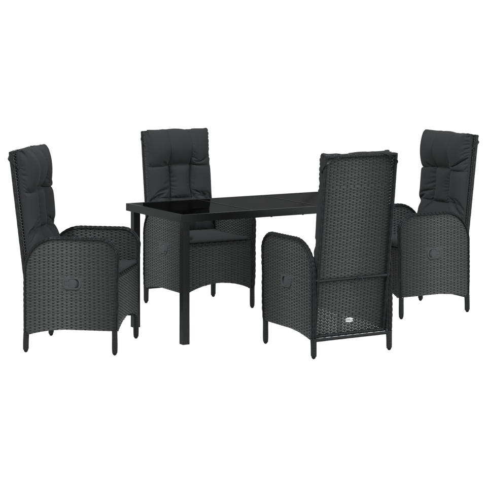 Set de 5 Piese pentru Masă în Grădină Negru Ratan Polimer - 1 | YEO