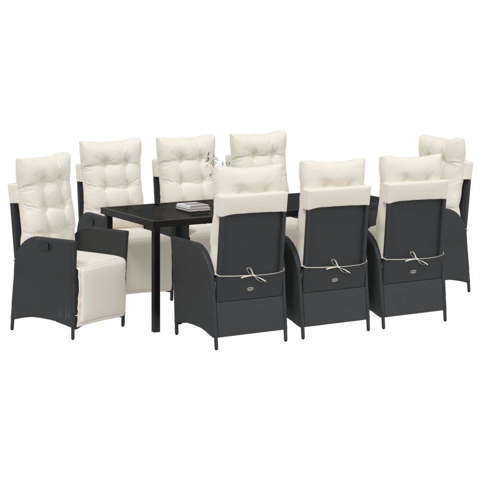 Set de 9 Mobilier de Grădină Negru din Poliratan - 2 | YEO