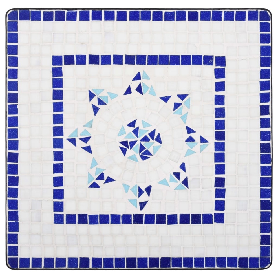 Set de bistro mozaic, 3 piese, albastru & alb, placă ceramică - 3 | YEO