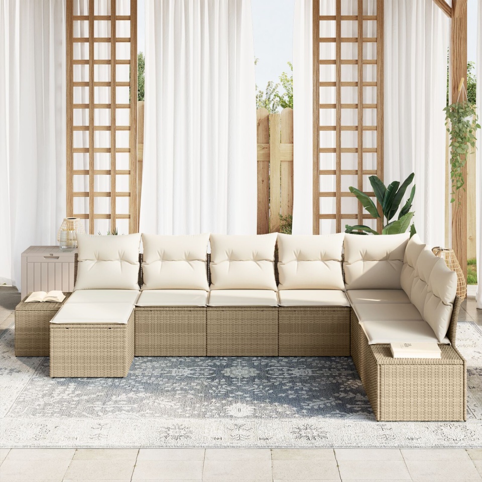 Set de canapea de grădină Set de 8 Bej și crem - 2 | YEO
