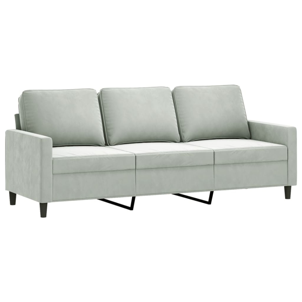 Set de canapele cu perne, 2 piese, gri deschis, catifea - 3 | YEO