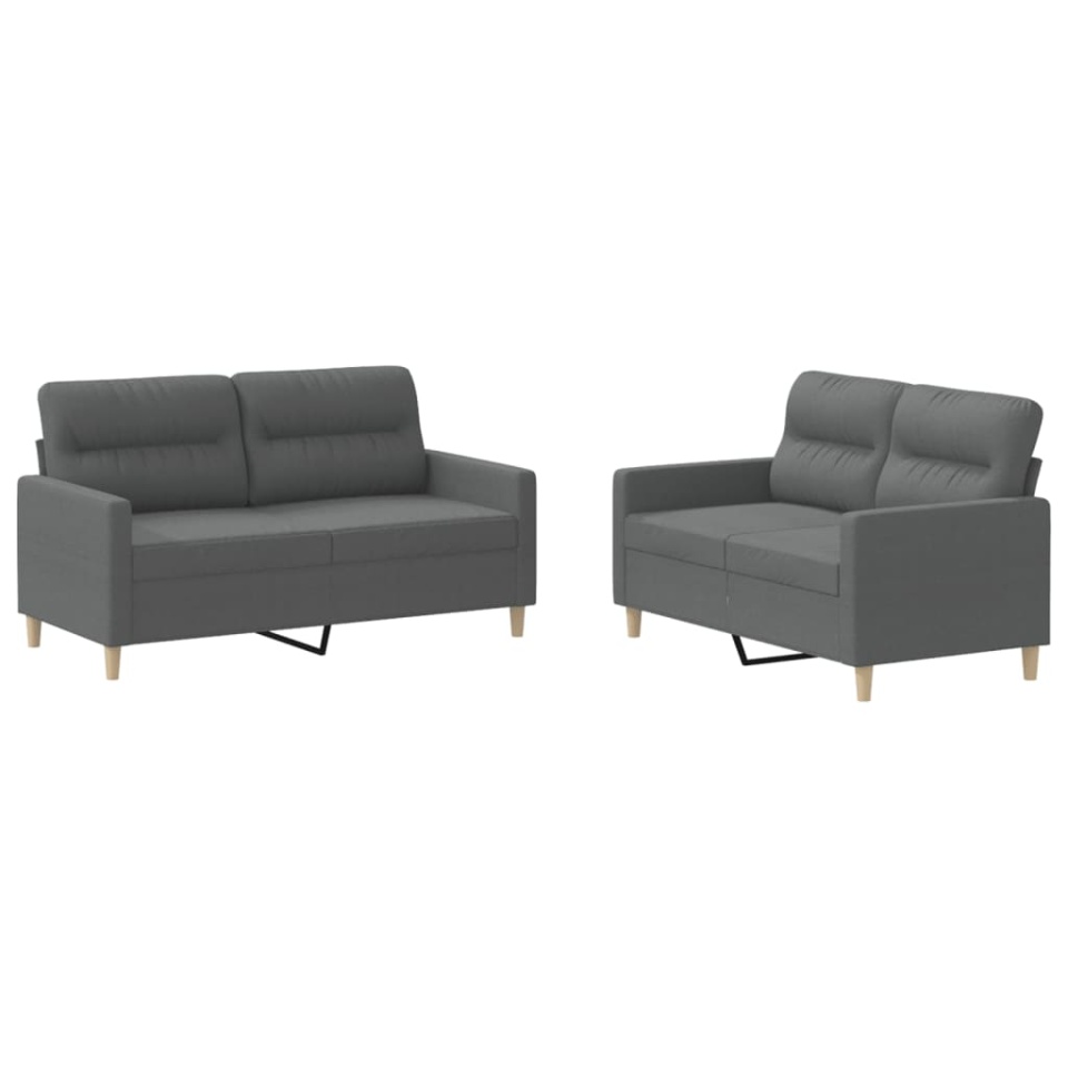 Set de canapele cu perne, 2 piese, gri închis, textil - 1 | YEO