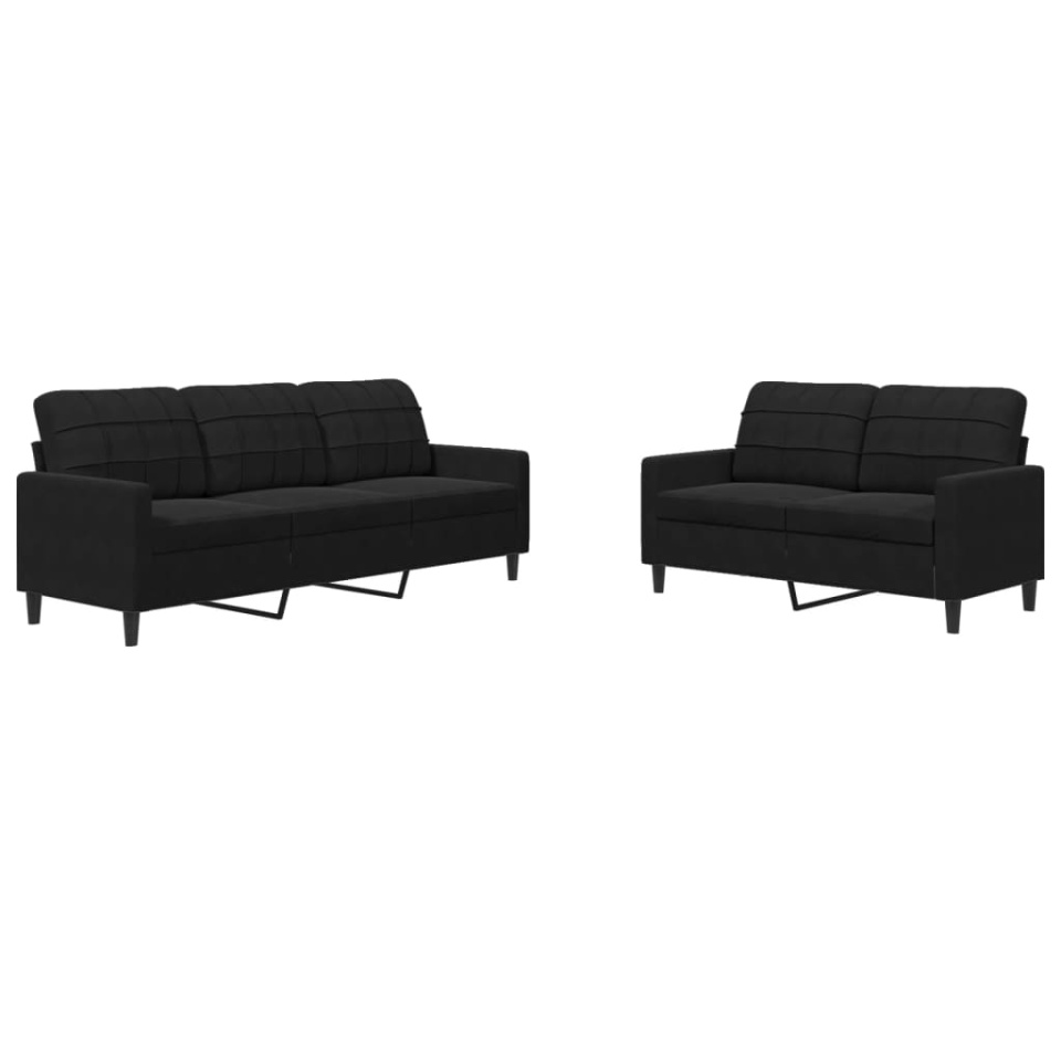 Set de canapele cu perne, 2 piese, negru, catifea - 1 | YEO