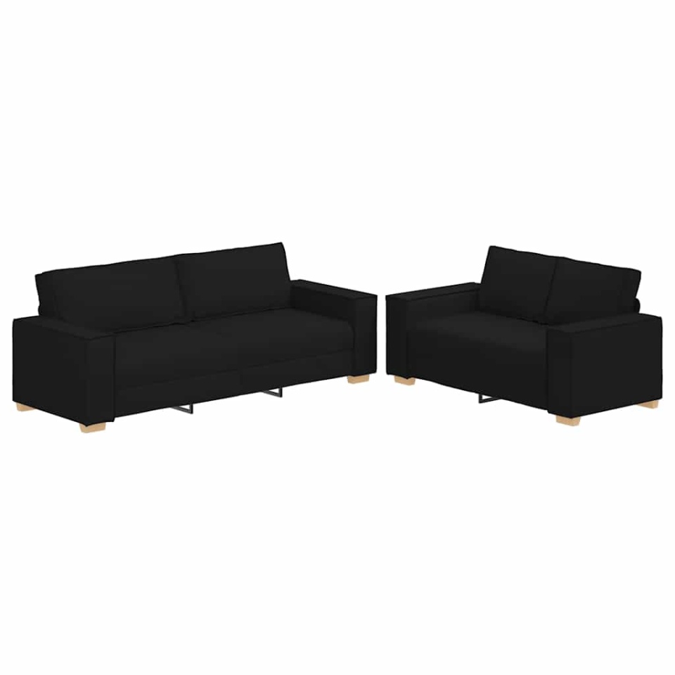 Set de canapele cu perne, 2 piese, negru, textil - 1 | YEO