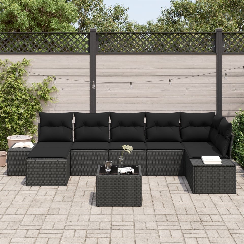 Set de canapele pentru grădină Set de 8 Negru - 2 | YEO