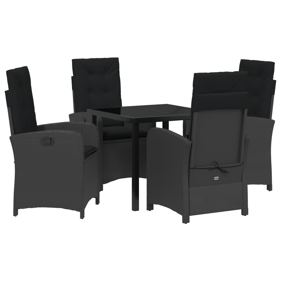Set de dining de grădină 5 piese cu perne Negru Ratan sintetic - 1 | YEO