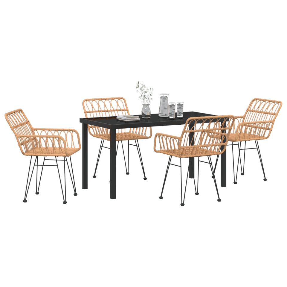 Set de dining de grădină 5 piese Rattan Poly Brown - 2 | YEO