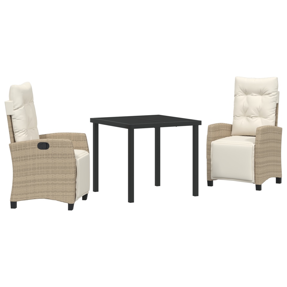 Set de dining pentru grădină, 3 piese, Bej, Poliratan - 1 | YEO