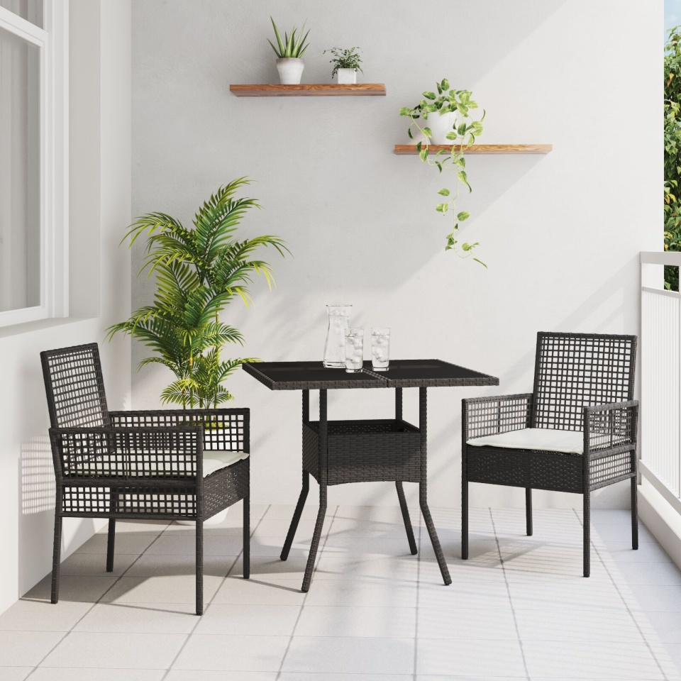 Set de dining pentru grădină 3 piese Gri din Poliratan