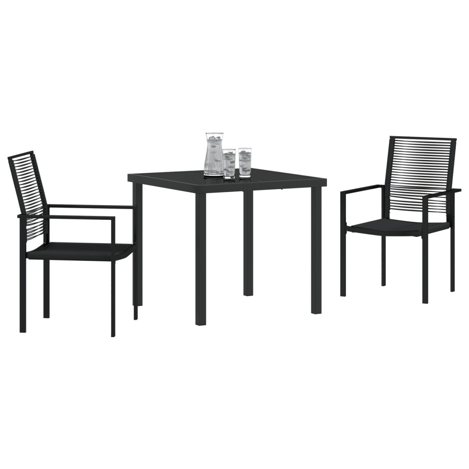 Set de dining pentru grădină 3 piese Negru Ratan PVC - 2 | YEO