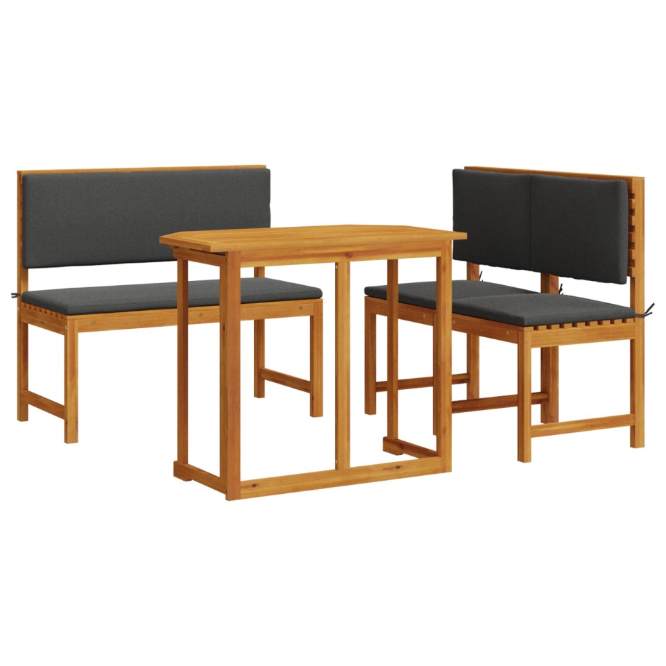 Set de dining pentru grădină 4 piese cu perne din lemn masiv de acacia - 1 | YEO