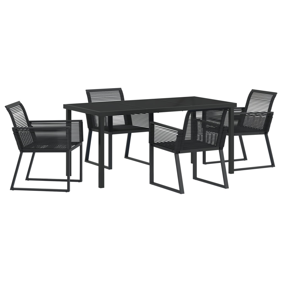 Set de dining pentru grădină , 5 piese, negru, ratan - 1 | YEO