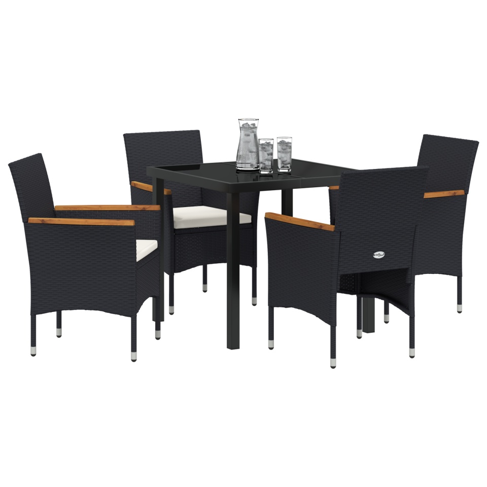 Set de dining pentru grădină 5 piese Negru Rattan Poli - 2 | YEO