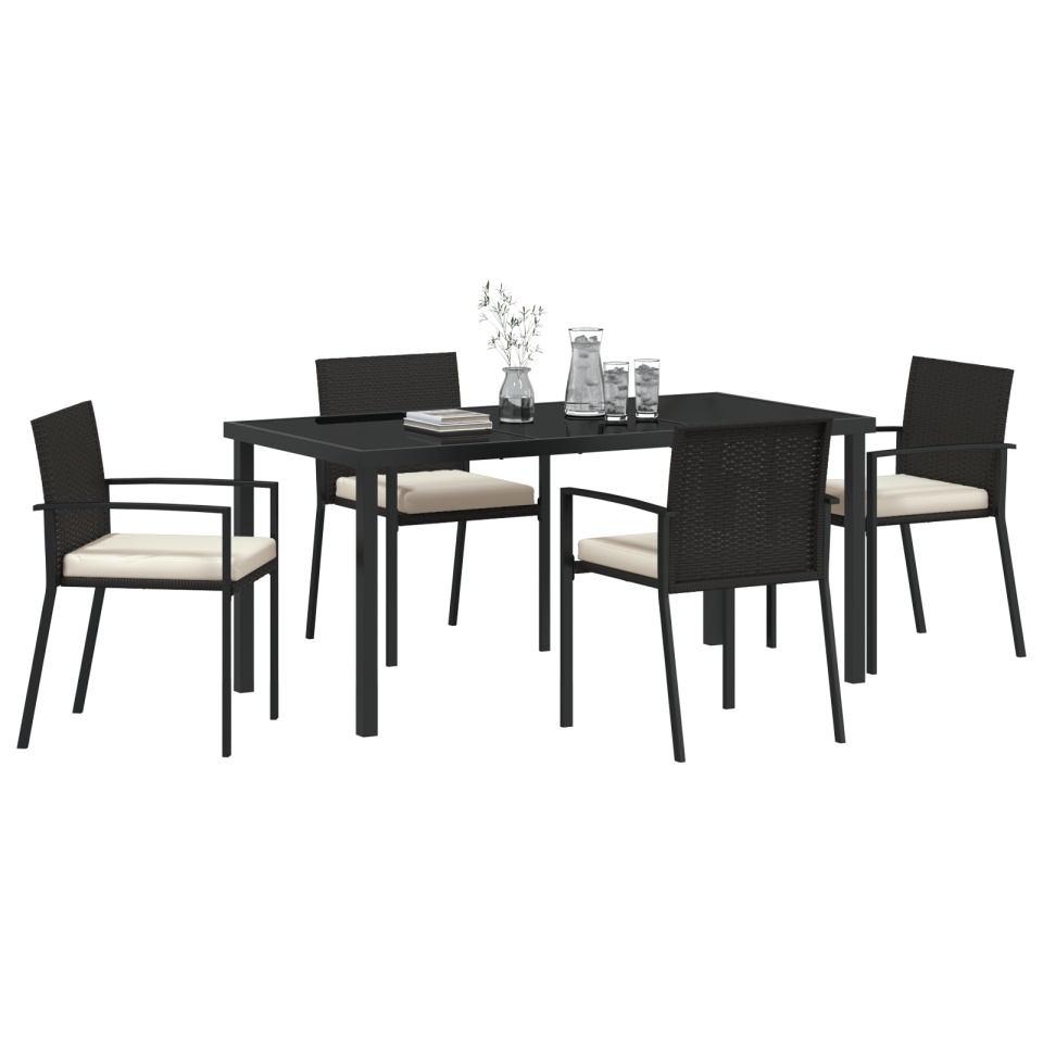 Set de dining pentru grădină 5 piese Negru Rattan sintetic - 2 | YEO