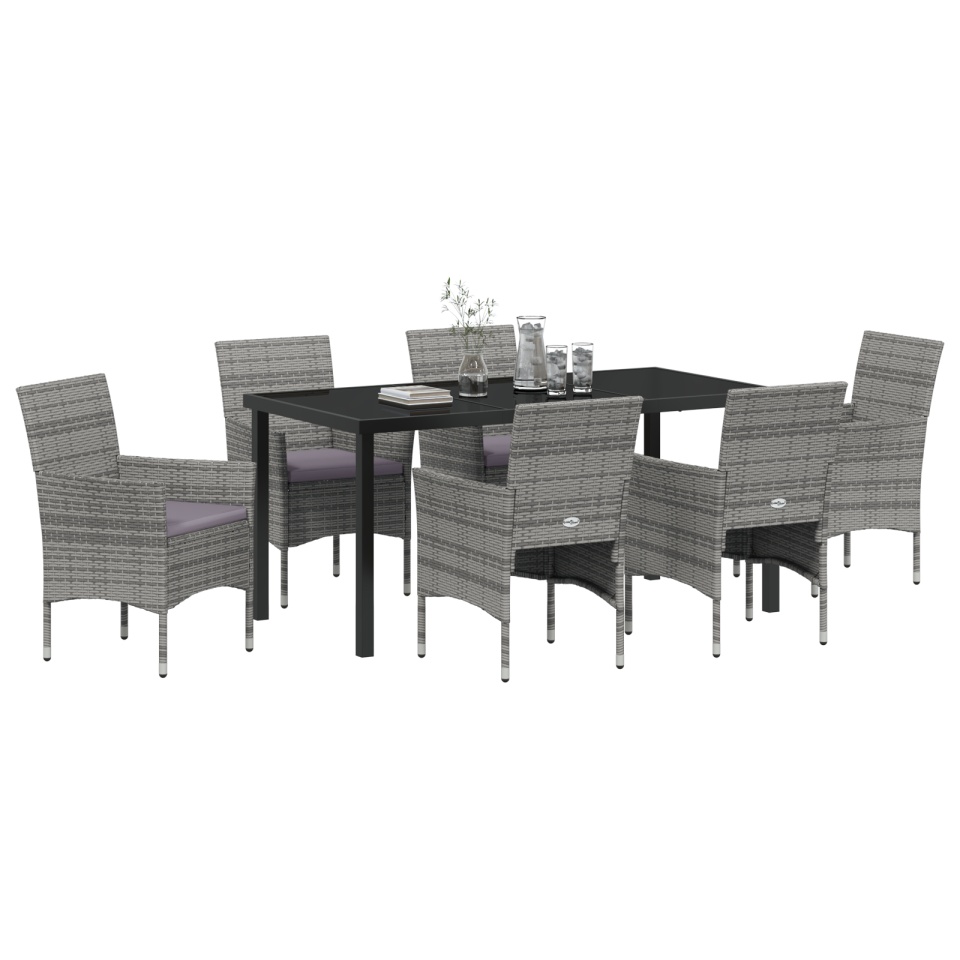 Set de Dining pentru Grădină 7 Piese Gri Ratan Polifibră - 2 | YEO