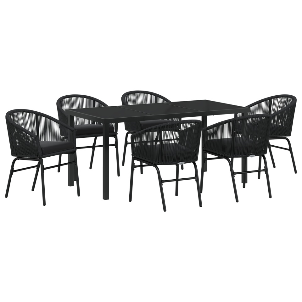 Set de Dining pentru Grădină 7 Piese Negru Poli Ratan - 1 | YEO
